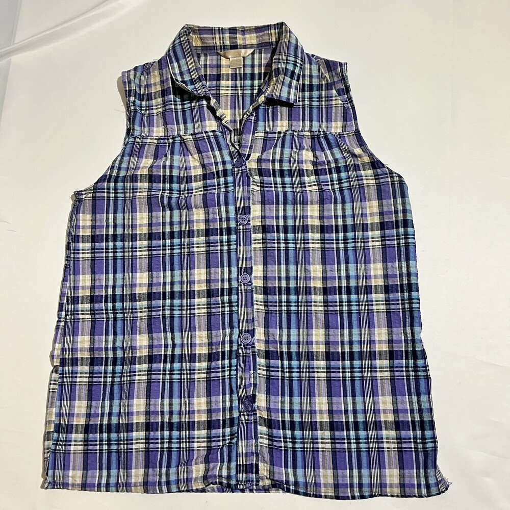 White Stag Sleeveless Tank Top 90s Y2K Plaid Summer Classic Multicolor Beachy